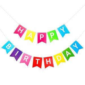 Happy Birthday Banner, Birthday Party Decorations (Multicolor)
